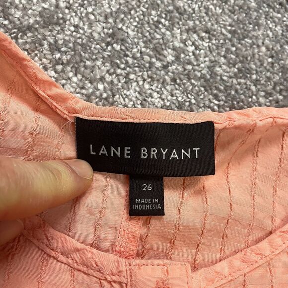 Lane Bryant Button Up Shirt Womens 26 Peach Pink/Orange Long Sleeve Soft Rayon - Picture 5 of 12